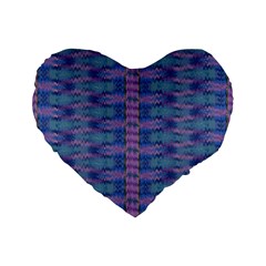 Purple Blue Ikat Stripes Standard 16  Premium Flano Heart Shape Cushions by SpinnyChairDesigns