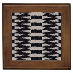 Black And White Zebra Ikat Stripes Framed Tile by SpinnyChairDesigns