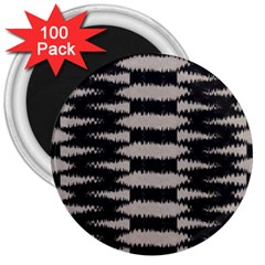 Black And White Zebra Ikat Stripes 3  Magnets (100 Pack) by SpinnyChairDesigns