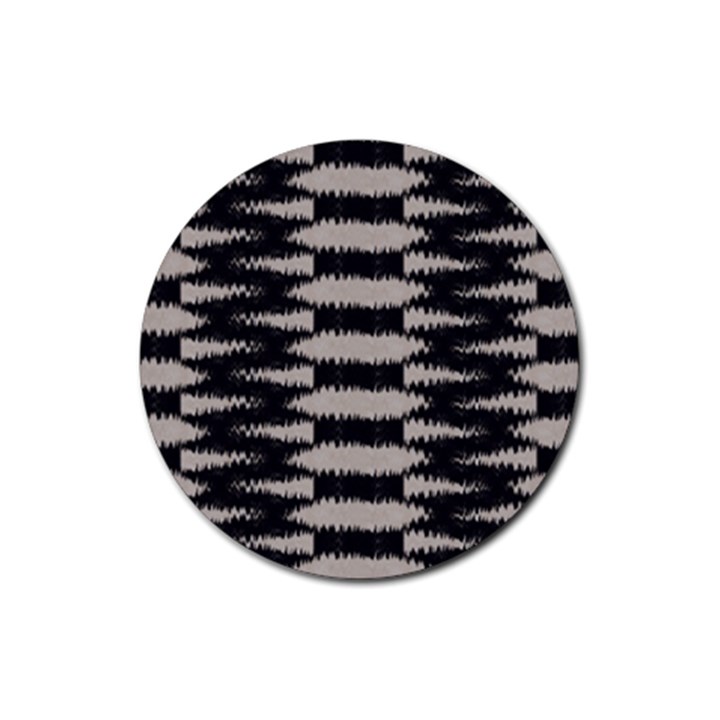 Black and White Zebra Ikat Stripes Rubber Round Coaster (4 pack) 