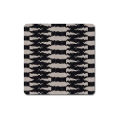 Black And White Zebra Ikat Stripes Square Magnet by SpinnyChairDesigns