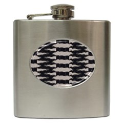 Black And White Zebra Ikat Stripes Hip Flask (6 Oz) by SpinnyChairDesigns