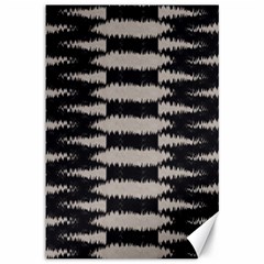 Black And White Zebra Ikat Stripes Canvas 12  X 18  by SpinnyChairDesigns