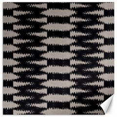 Black And White Zebra Ikat Stripes Canvas 16  X 16  by SpinnyChairDesigns