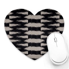 Black And White Zebra Ikat Stripes Heart Mousepads by SpinnyChairDesigns