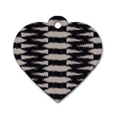 Black And White Zebra Ikat Stripes Dog Tag Heart (two Sides) by SpinnyChairDesigns