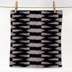 Black And White Zebra Ikat Stripes Face Towel by SpinnyChairDesigns