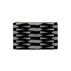 Black And White Zebra Ikat Stripes Cosmetic Bag (small) by SpinnyChairDesigns