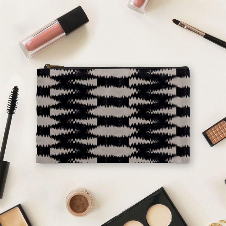 Black and White Zebra Ikat Stripes Cosmetic Bag (Medium)