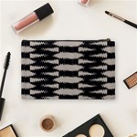 Black and White Zebra Ikat Stripes Cosmetic Bag (Medium) Back