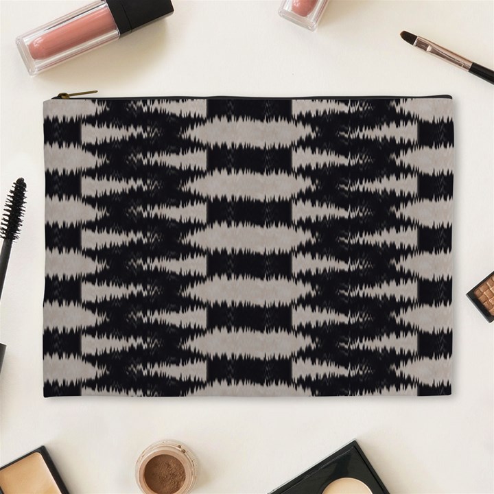 Black and White Zebra Ikat Stripes Cosmetic Bag (XL)