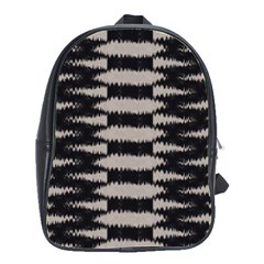 Black And White Zebra Ikat Stripes School Bag (large) by SpinnyChairDesigns