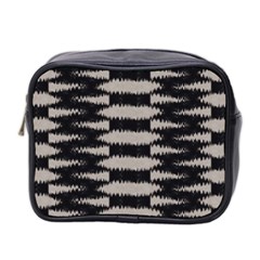 Black And White Zebra Ikat Stripes Mini Toiletries Bag (two Sides) by SpinnyChairDesigns