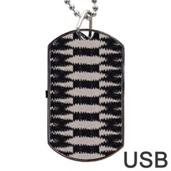 Black And White Zebra Ikat Stripes Dog Tag Usb Flash (one Side) by SpinnyChairDesigns