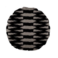 Black And White Zebra Ikat Stripes Standard 15  Premium Round Cushions by SpinnyChairDesigns