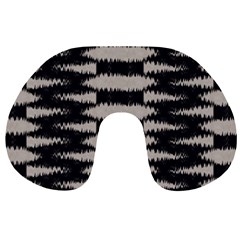 Black And White Zebra Ikat Stripes Travel Neck Pillow by SpinnyChairDesigns