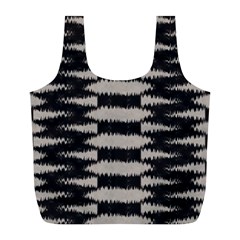 Black And White Zebra Ikat Stripes Full Print Recycle Bag (l) by SpinnyChairDesigns