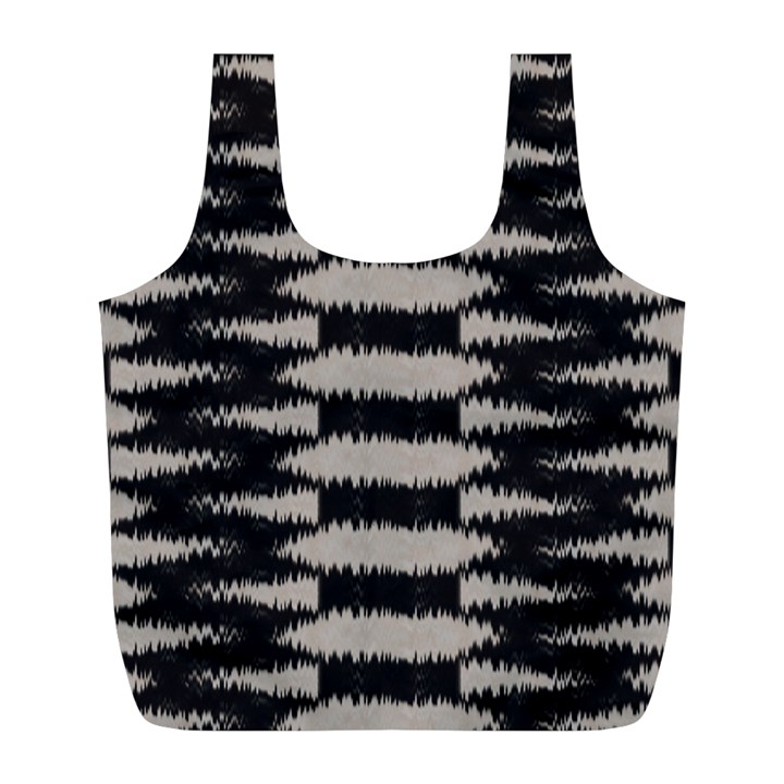 Black and White Zebra Ikat Stripes Full Print Recycle Bag (L)