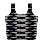 Black and White Zebra Ikat Stripes Full Print Recycle Bag (L) Back