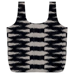 Black And White Zebra Ikat Stripes Full Print Recycle Bag (xl) by SpinnyChairDesigns