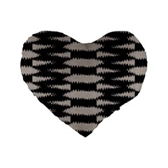 Black And White Zebra Ikat Stripes Standard 16  Premium Flano Heart Shape Cushions by SpinnyChairDesigns