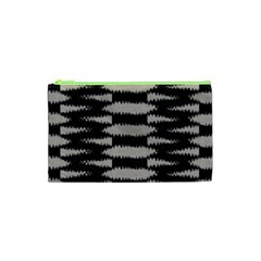 Black And White Zebra Ikat Stripes Cosmetic Bag (xs) by SpinnyChairDesigns