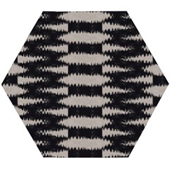 Black And White Zebra Ikat Stripes Wooden Puzzle Hexagon by SpinnyChairDesigns