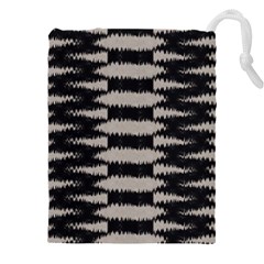 Black And White Zebra Ikat Stripes Drawstring Pouch (5xl) by SpinnyChairDesigns