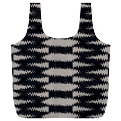 Black And White Zebra Ikat Stripes Full Print Recycle Bag (xxxl) by SpinnyChairDesigns