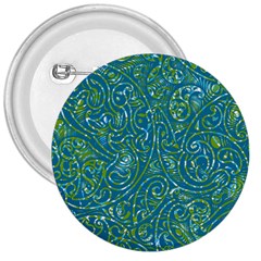 Abstract Blue Green Jungle Paisley 3  Buttons by SpinnyChairDesigns