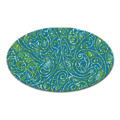 Abstract Blue Green Jungle Paisley Oval Magnet by SpinnyChairDesigns