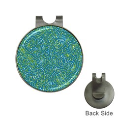 Abstract Blue Green Jungle Paisley Hat Clips With Golf Markers by SpinnyChairDesigns