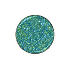 Abstract Blue Green Jungle Paisley Hat Clip Ball Marker (4 Pack) by SpinnyChairDesigns