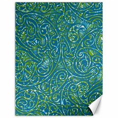 Abstract Blue Green Jungle Paisley Canvas 12  X 16  by SpinnyChairDesigns