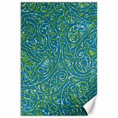 Abstract Blue Green Jungle Paisley Canvas 24  X 36  by SpinnyChairDesigns