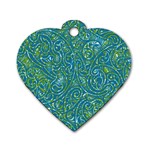 Abstract Blue Green Jungle Paisley Dog Tag Heart (One Side) Front