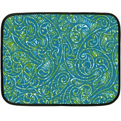 Abstract Blue Green Jungle Paisley Fleece Blanket (mini) by SpinnyChairDesigns