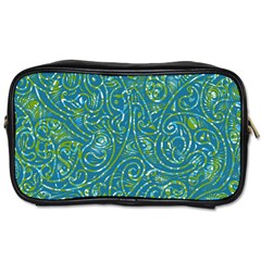 Abstract Blue Green Jungle Paisley Toiletries Bag (two Sides) by SpinnyChairDesigns