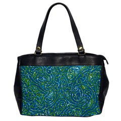 Abstract Blue Green Jungle Paisley Oversize Office Handbag by SpinnyChairDesigns