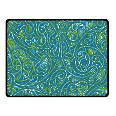 Abstract Blue Green Jungle Paisley Fleece Blanket (small) by SpinnyChairDesigns