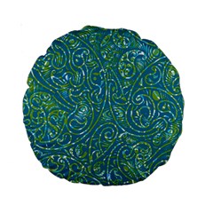 Abstract Blue Green Jungle Paisley Standard 15  Premium Round Cushions