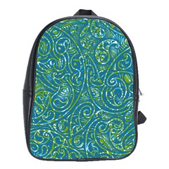 Abstract Blue Green Jungle Paisley School Bag (xl) by SpinnyChairDesigns