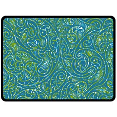 Abstract Blue Green Jungle Paisley Double Sided Fleece Blanket (large)  by SpinnyChairDesigns