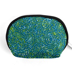 Abstract Blue Green Jungle Paisley Accessory Pouch (medium) by SpinnyChairDesigns