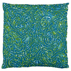 Abstract Blue Green Jungle Paisley Standard Flano Cushion Case (two Sides) by SpinnyChairDesigns