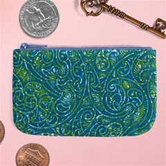 Abstract Blue Green Jungle Paisley Large Coin Purse by SpinnyChairDesigns