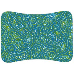 Abstract Blue Green Jungle Paisley Velour Seat Head Rest Cushion by SpinnyChairDesigns