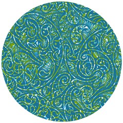 Abstract Blue Green Jungle Paisley Wooden Puzzle Round by SpinnyChairDesigns