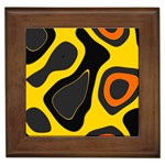 Yellow Black Orange Abstract Art Pattern Framed Tile Front