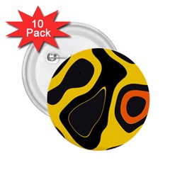 Yellow Black Orange Abstract Art Pattern 2 25  Buttons (10 Pack)  by SpinnyChairDesigns